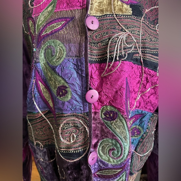 Vintage Flashback Women's Jacket Whimsigoth Witchy Velvet Patchwork Size M - Picture 4 of 9